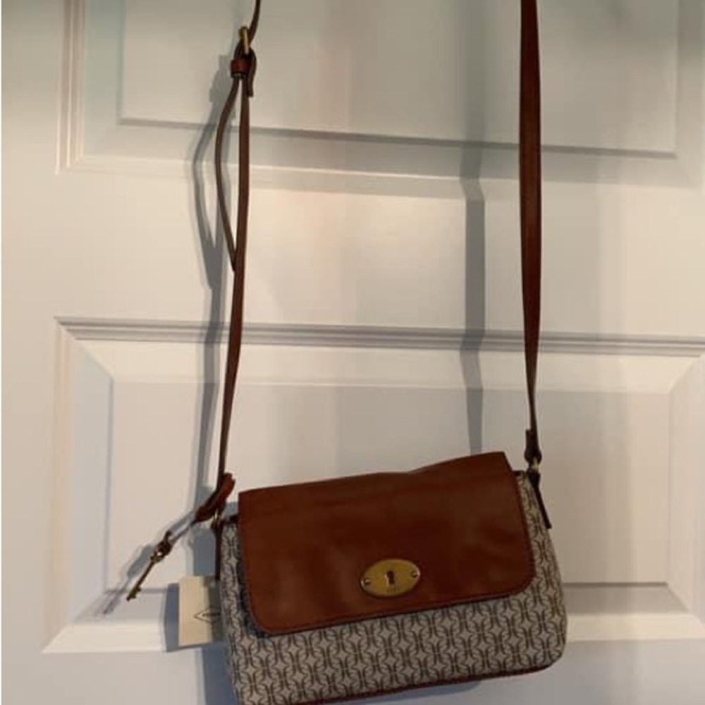 Fossil Gabriella taupe/tan crossbody bag NWT